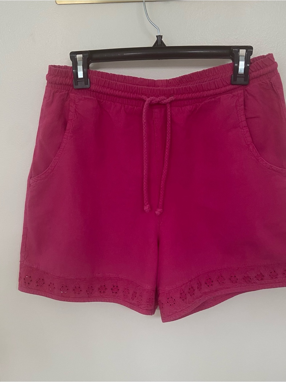 Vintage Y2K Palmettos Pink Cotton Eyelet Hem Drawstring Shorts Women’s Small